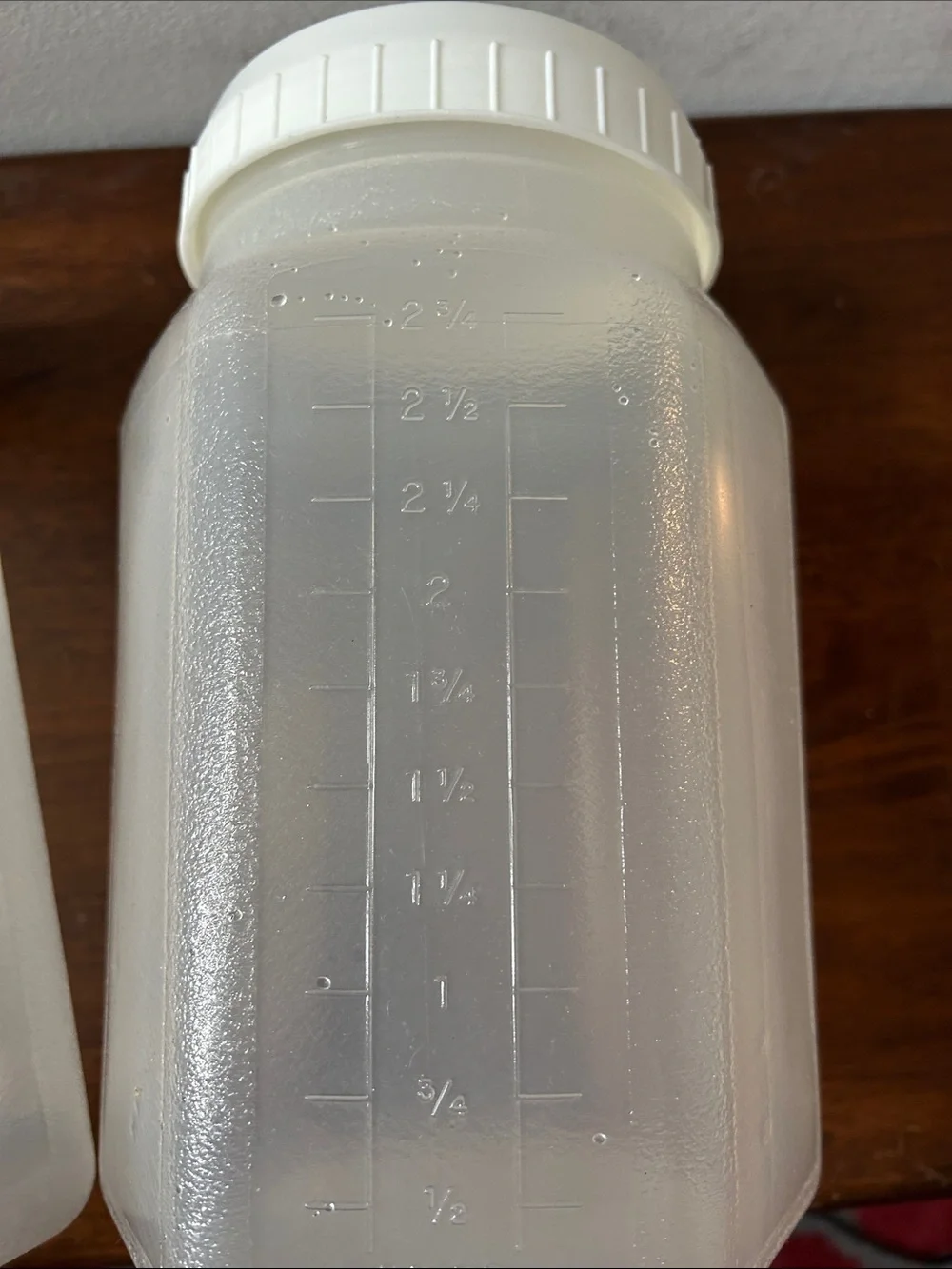 Set of 2 White Plastic Storage 3 cups Jars with Screw Lids